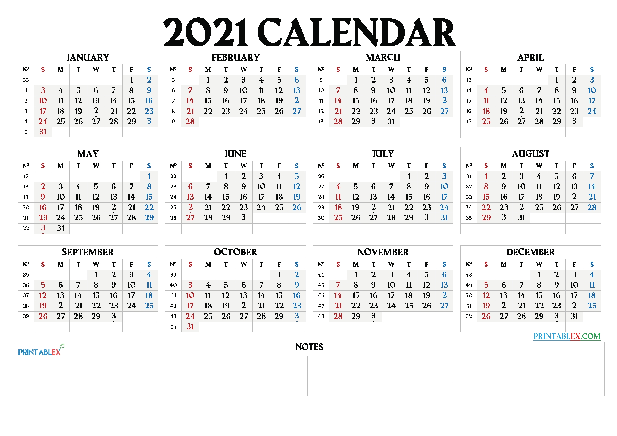 Printable 2021 Calendarmonth 21ytw66