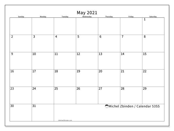 Printable 2021 Calendars "sunday Saturday" Michel