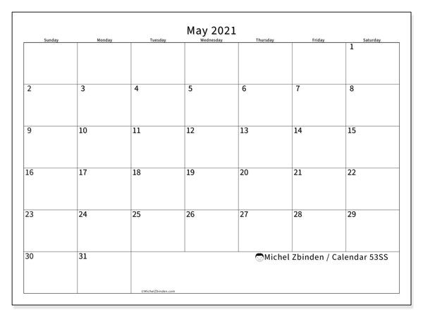 printable 2021 calendars &quot;sunday saturday&quot; michel