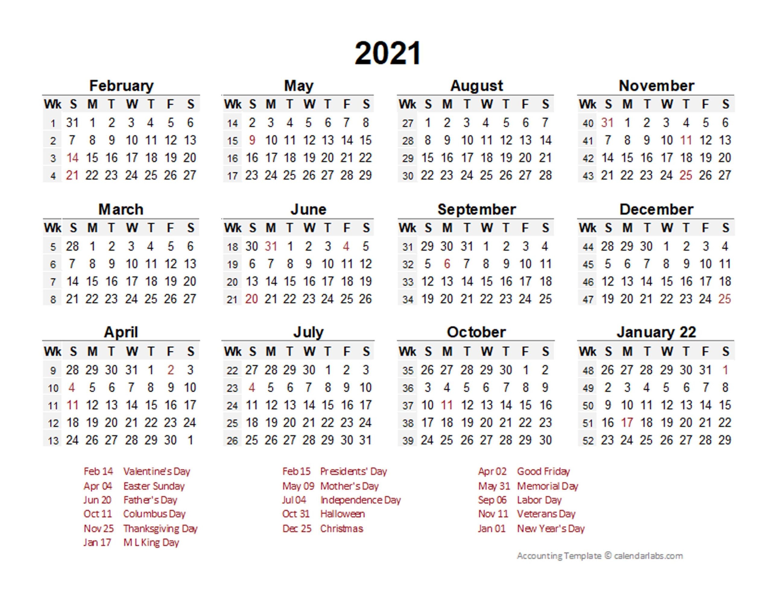 Printable Calendar 2021 With Lines