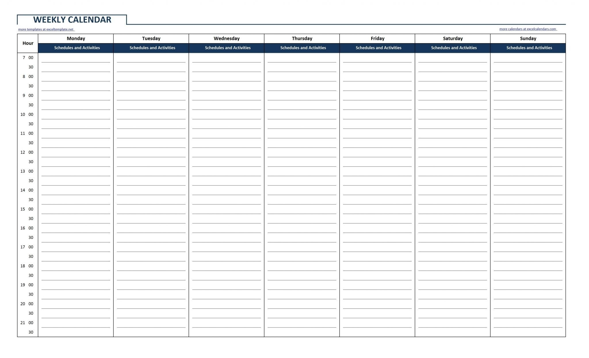 Printable Calendar With Time Slots Calendar Inspiration