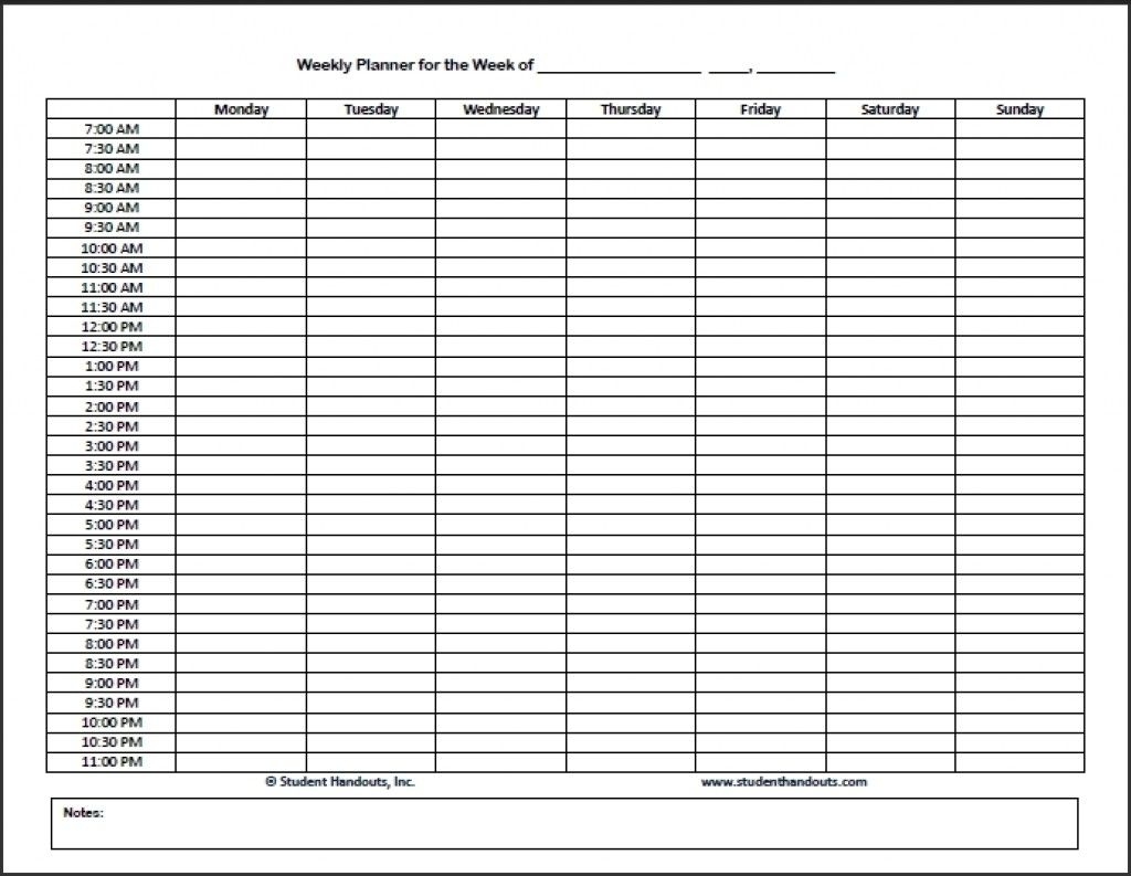 printable calendar with time slots | ten free printable