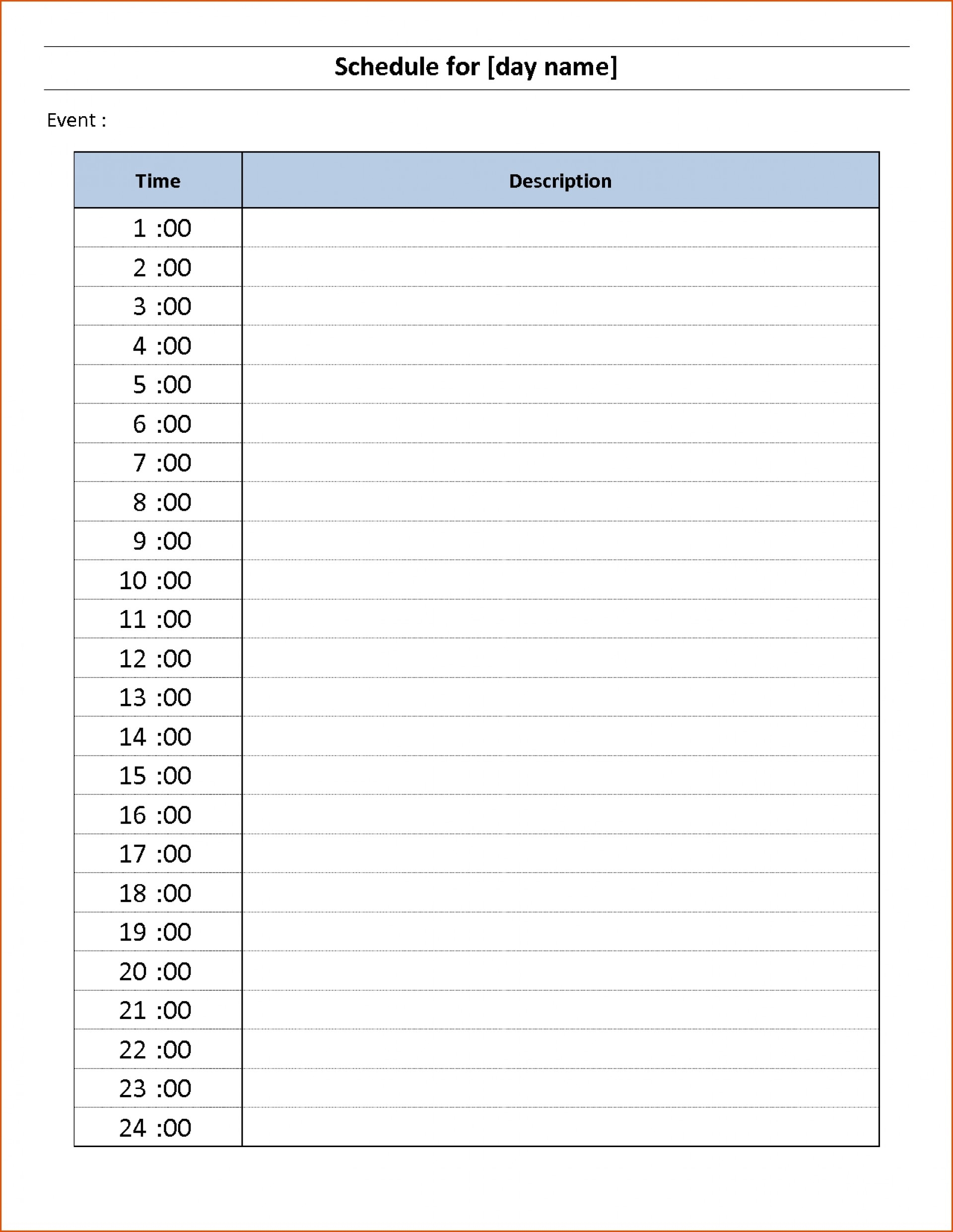 Printable Calender With Time Slots | Ten Free Printable