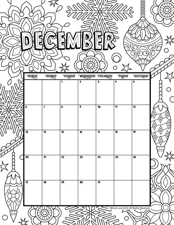 Printable Coloring Calendar For 2021 (and 2020!) | Woo! Jr