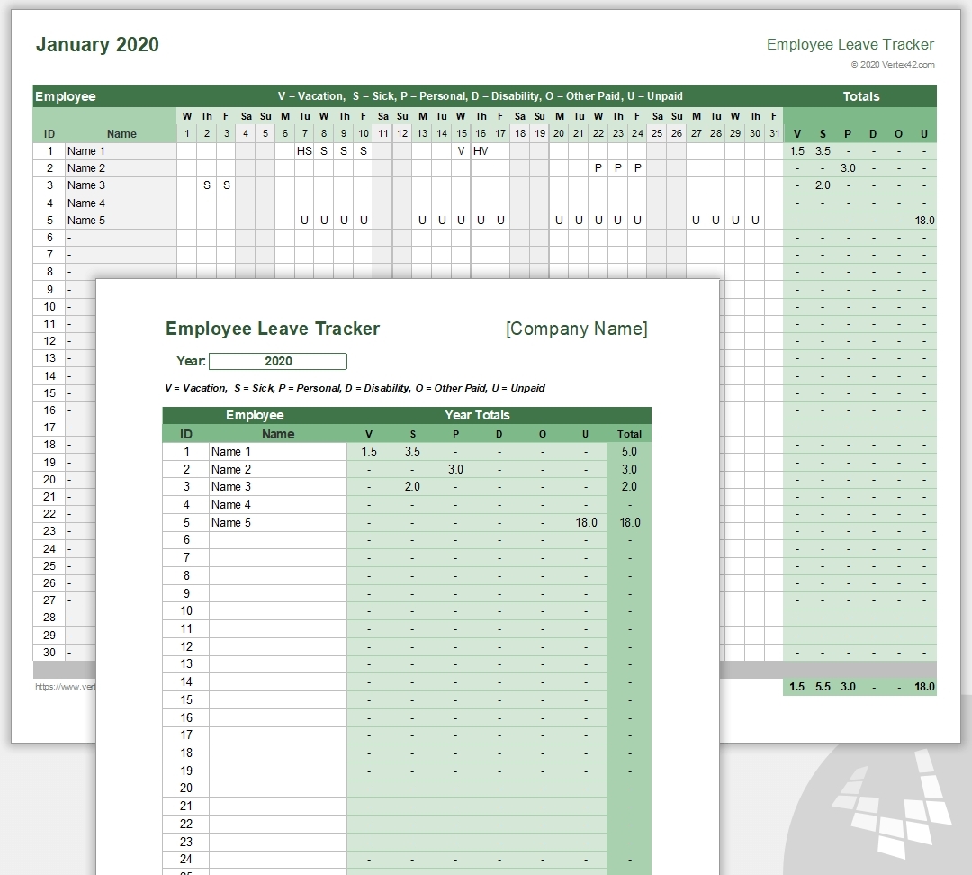 Employee Vacation Weekly 2021 Calendar Example Calendar Printable