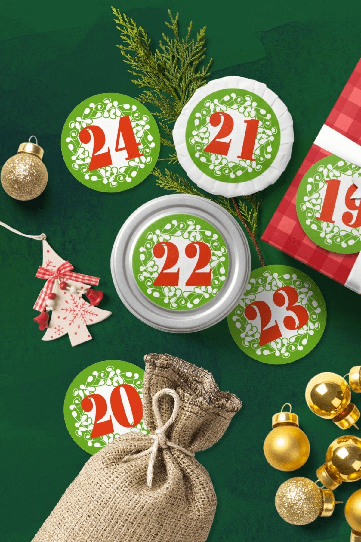 printable green advent calendar numbers 1 25 ornate