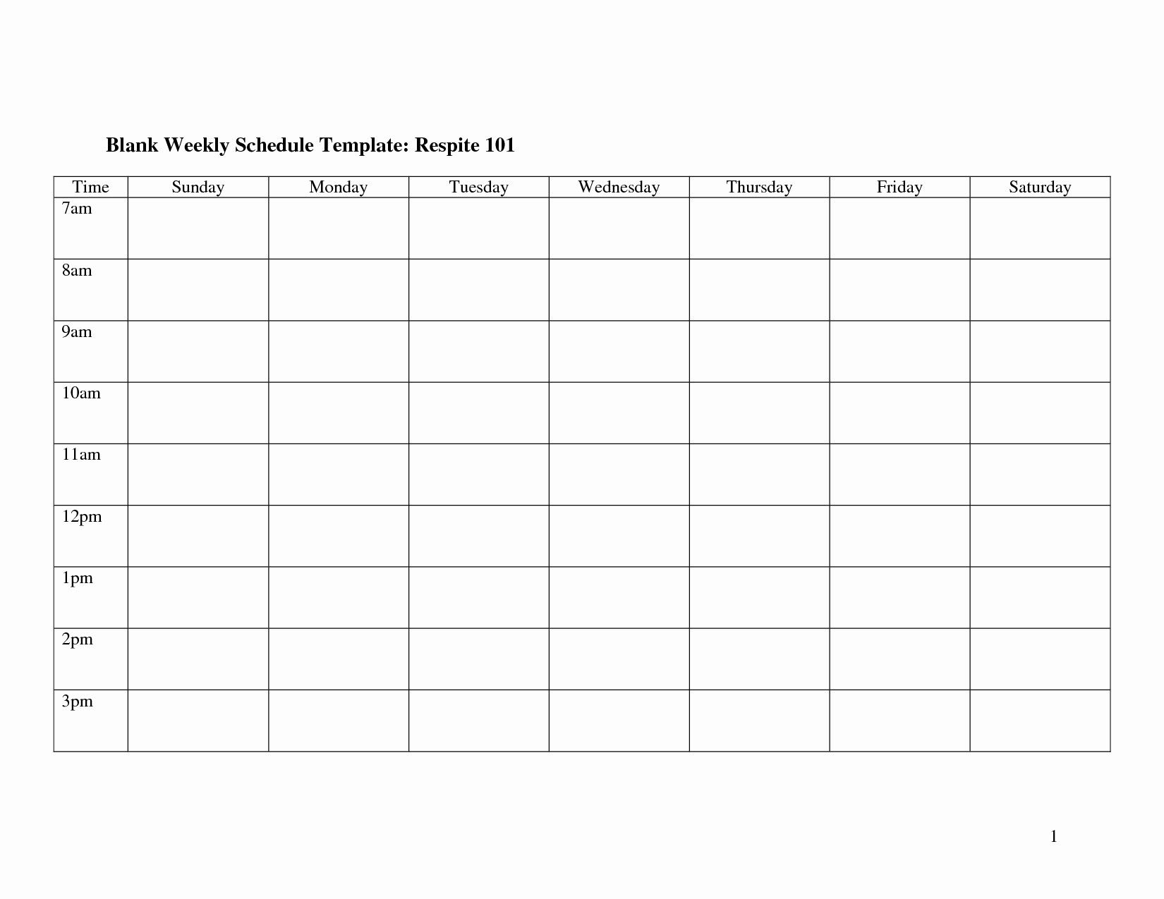 printable monday through friday schedule | example