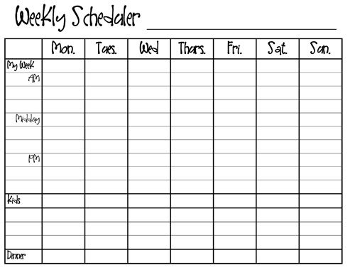 printable monday through friday template bing