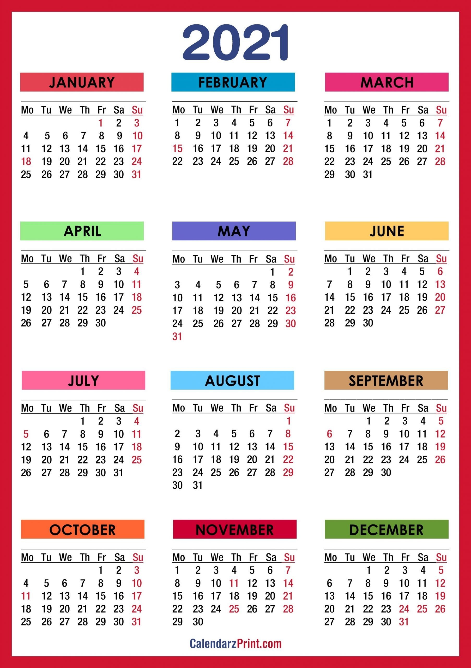 Printable Vacation Calendar For 2021 | Calendar Template