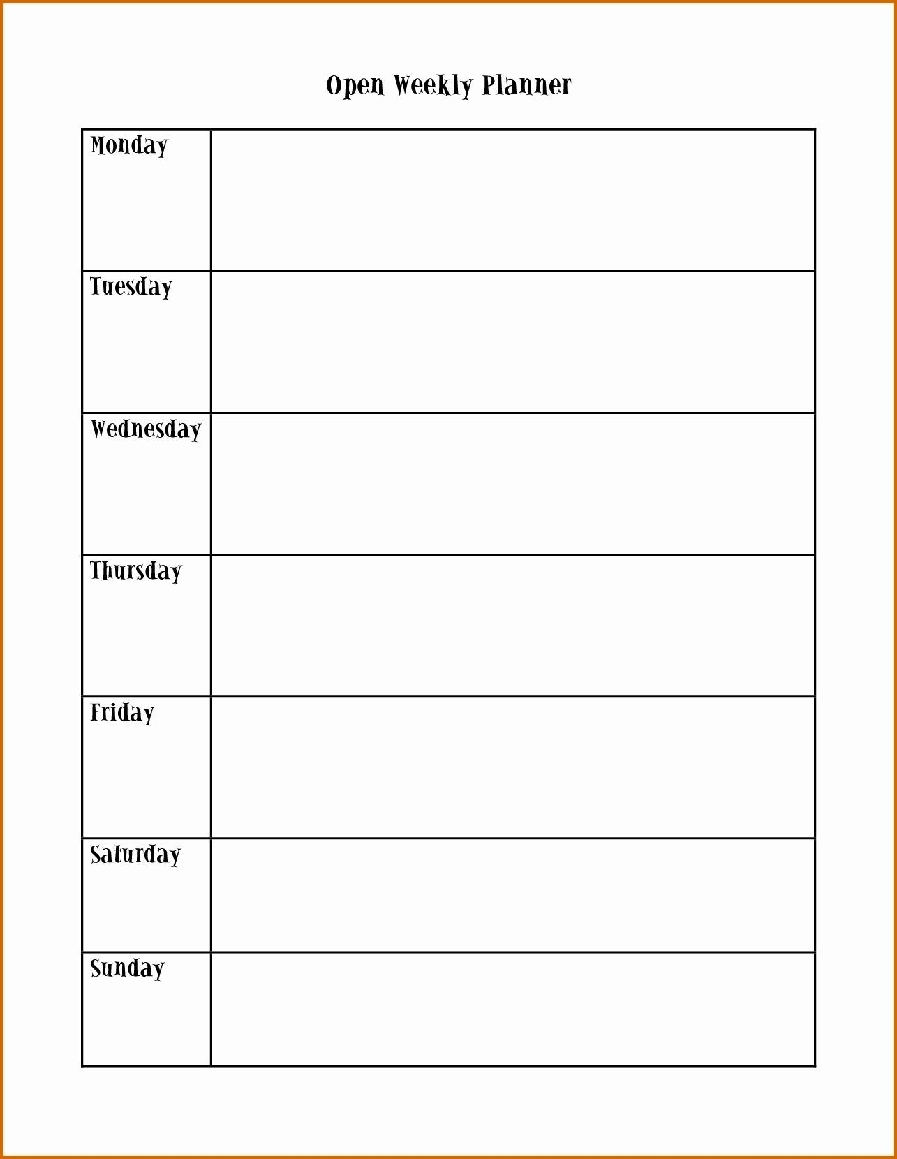 Printable Weekly Calendar Monday Through Friday | Ten Free