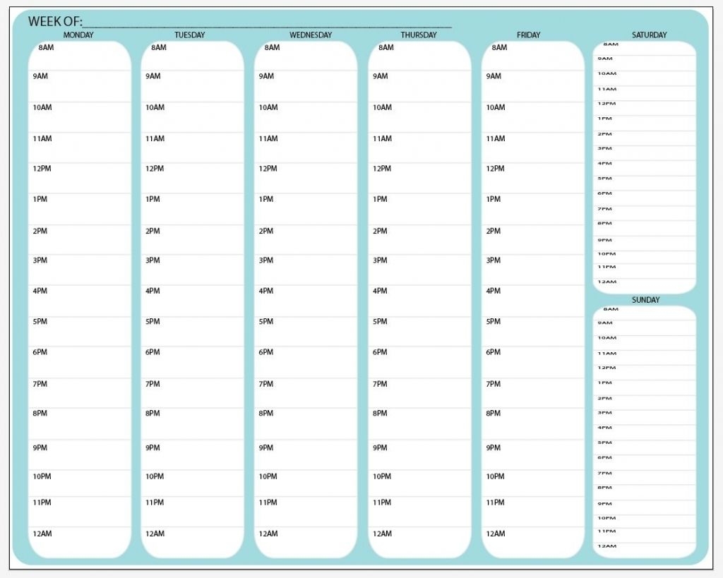 Printable Weekly Calendar With 15 Minute Time Slots