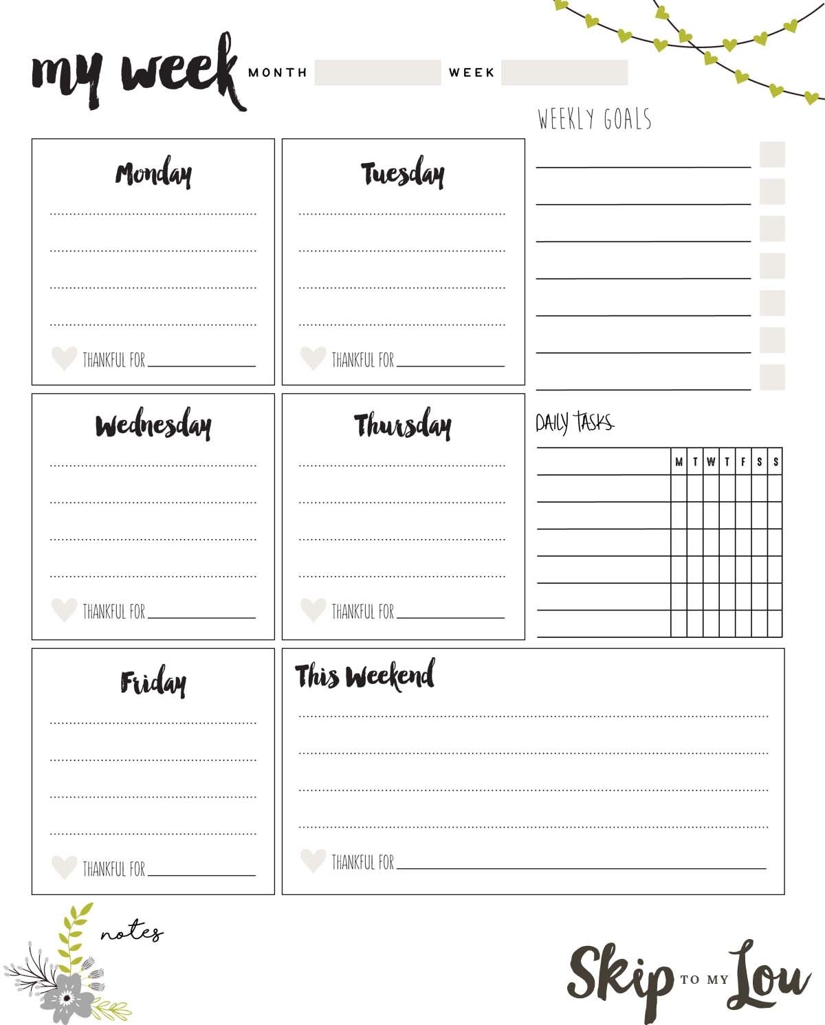 Printable Weekly Planner | Skip To My Lou