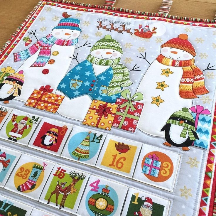 snowman quilted advent calendar reusable fabric holiday
