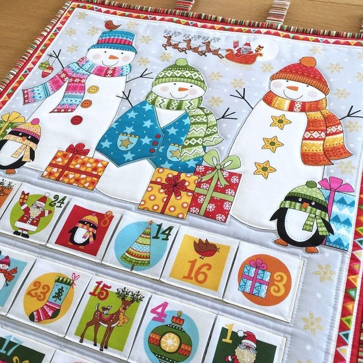 Snowman Quilted Advent Calendar Reusable Fabric Holiday