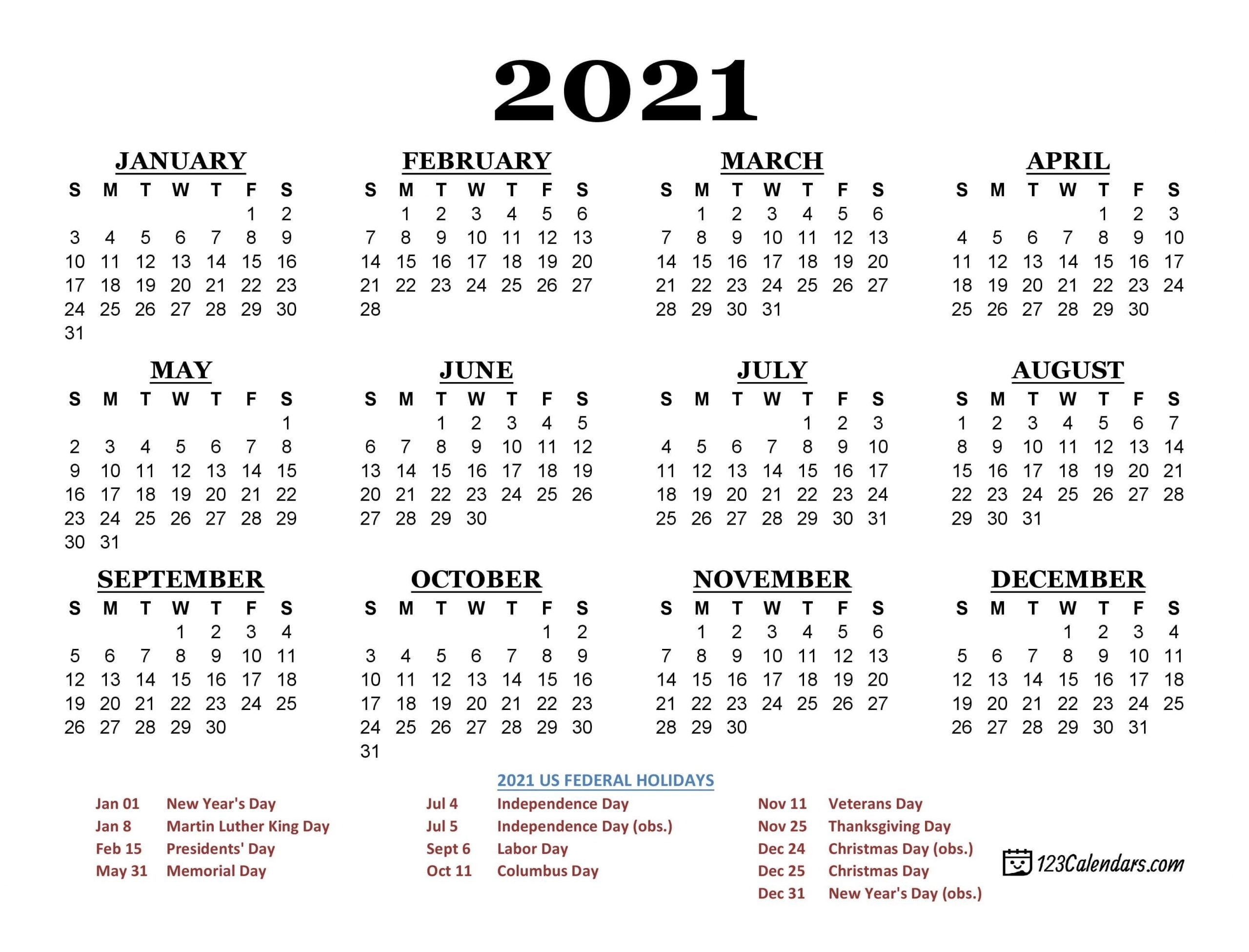 The Wallet Size 2021 Calendar Printable | Get Your