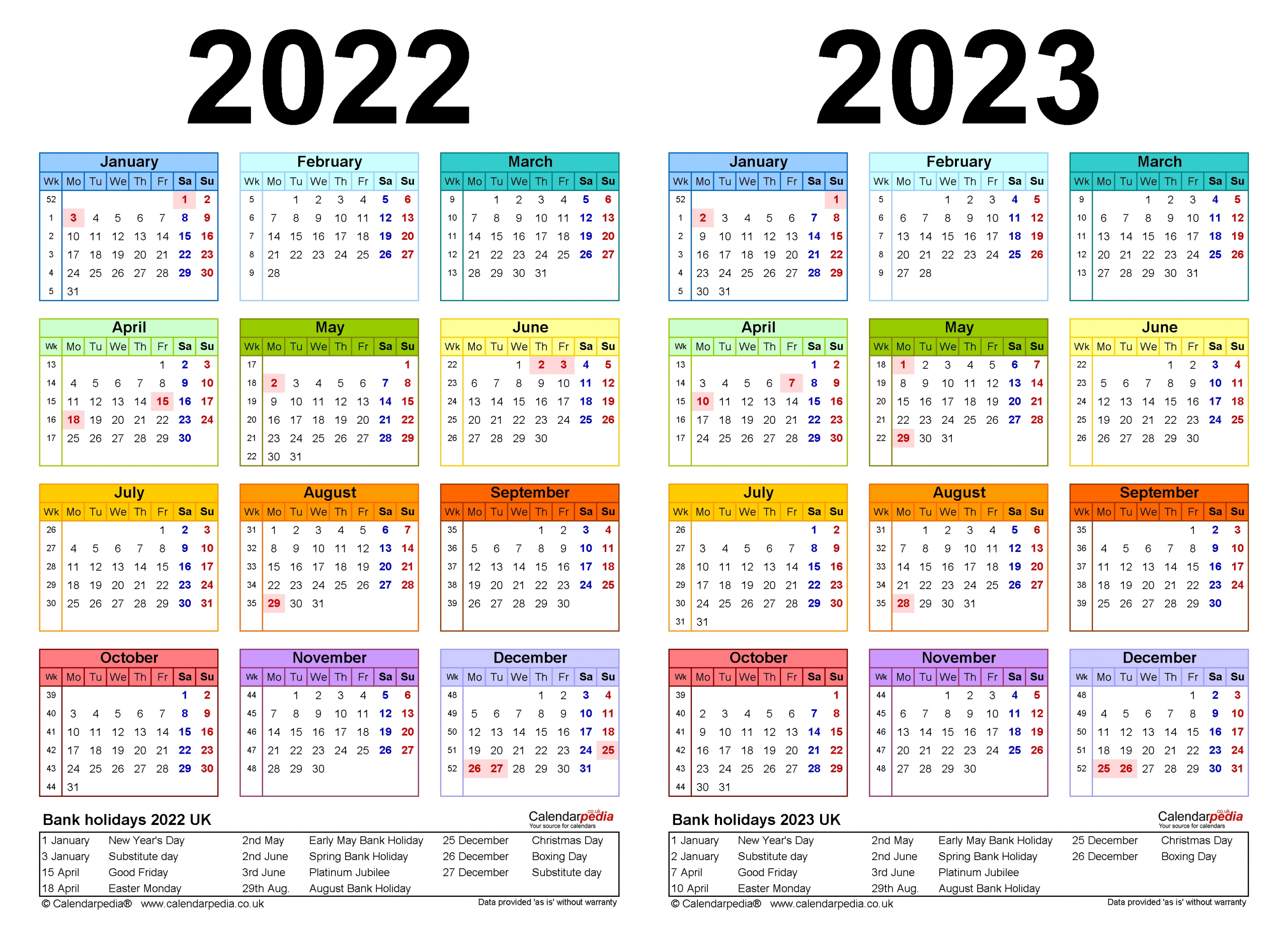 Two Year Calendars For 2022 & 2023 (uk) For Word