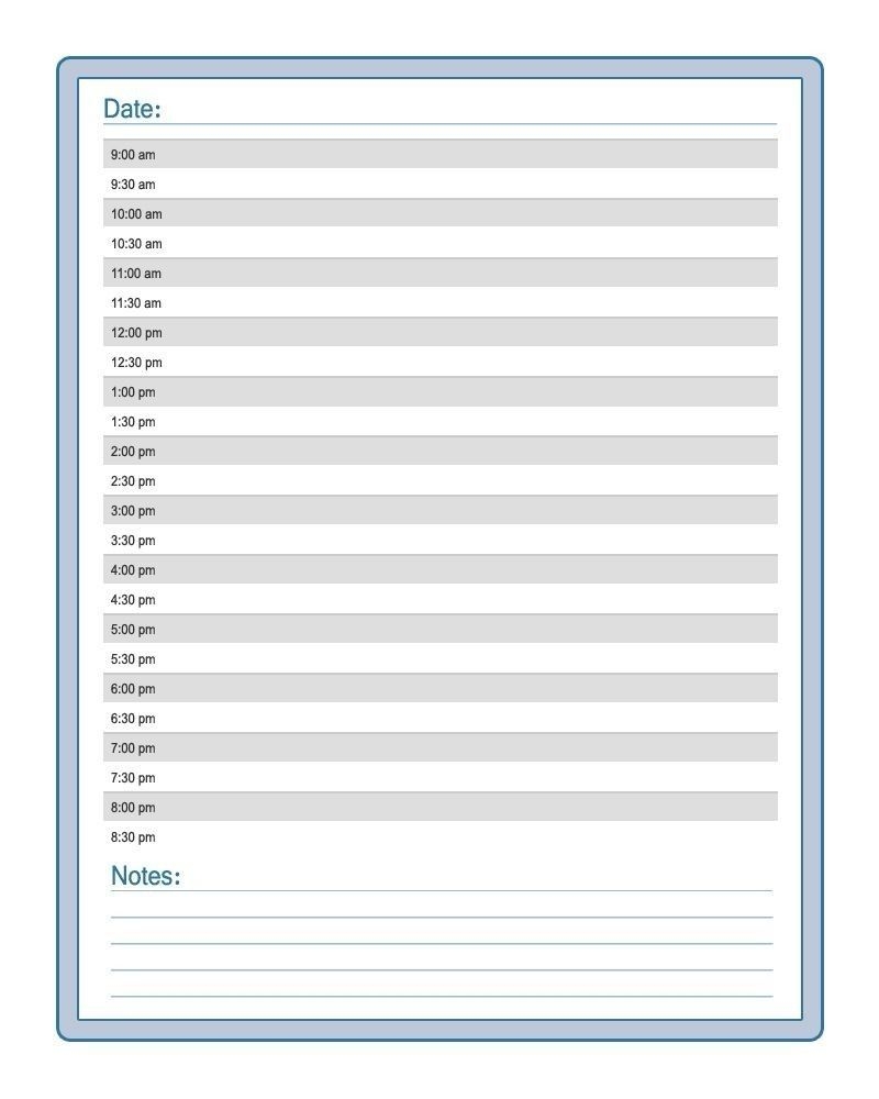 Universal 2 Day Calendar With Time Slots | Get Your