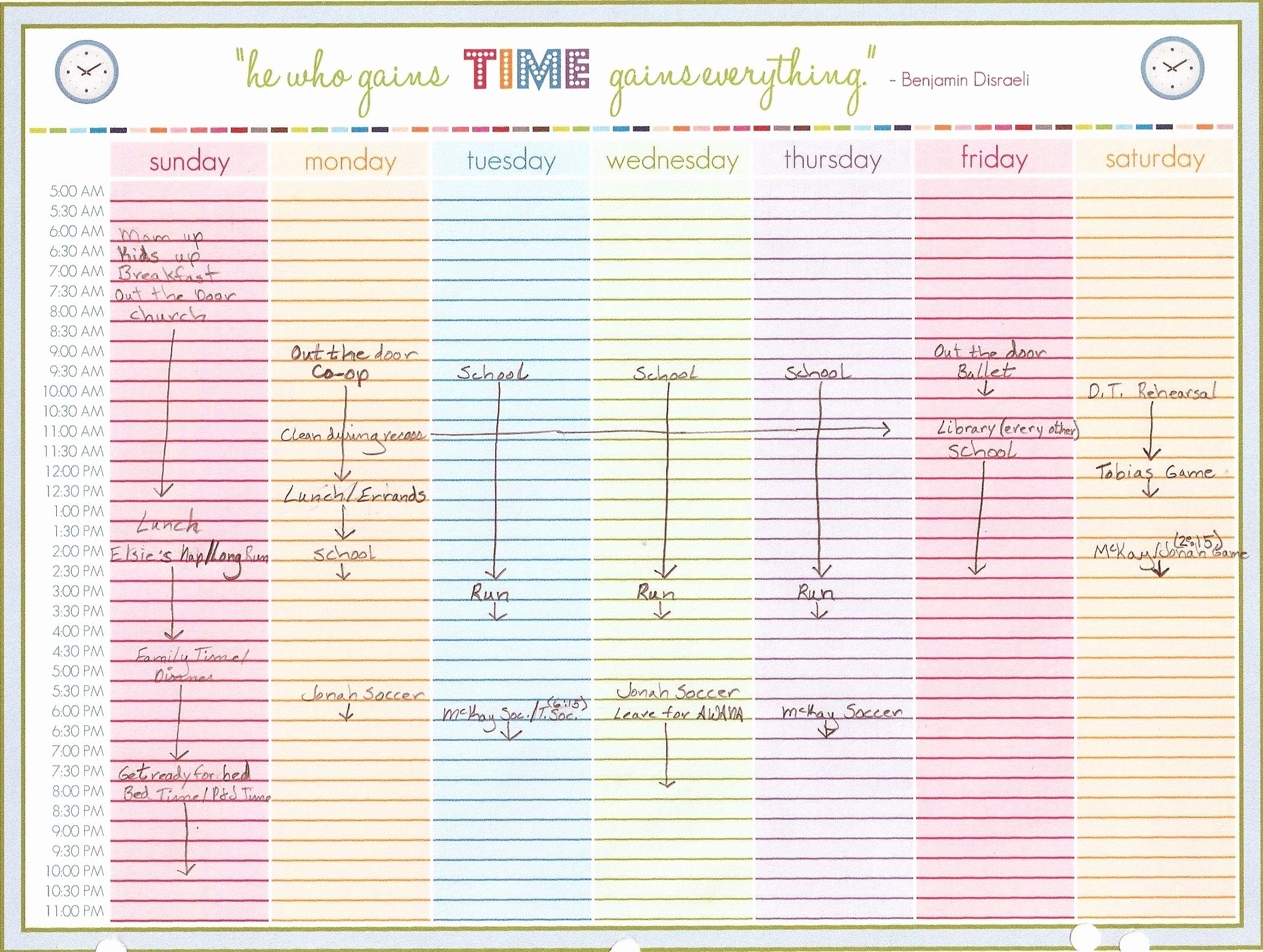 Week Calendar Hour Slots | Ten Free Printable Calendar