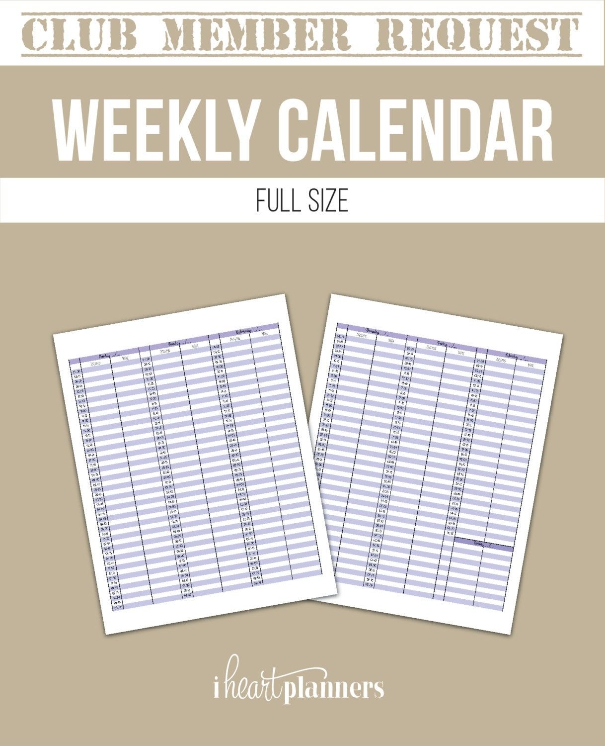 weekly calendar 15 minute increments planning