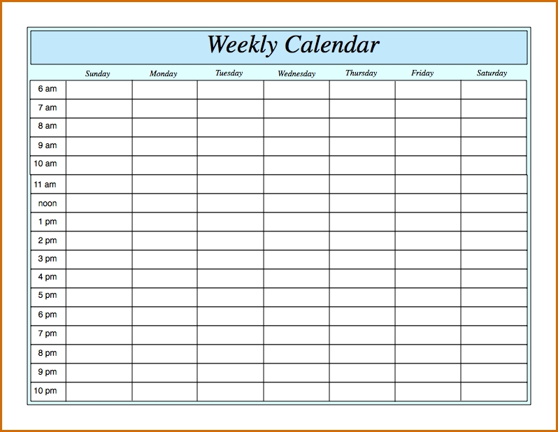 Weekly Calendar Hour Meloin Tandemco Weekly Calendar