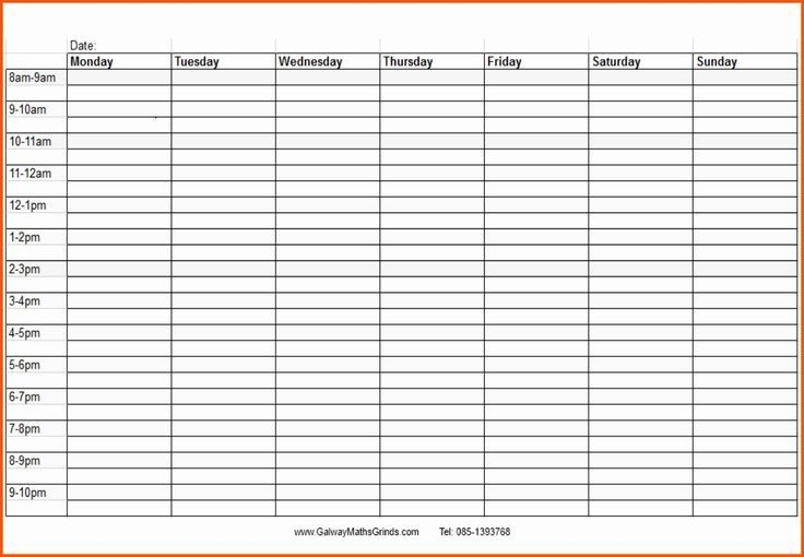 weekly calendar with time slots printable blank weekly