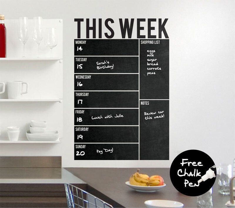 write &amp; wipe weekly wall calendar / planner / board