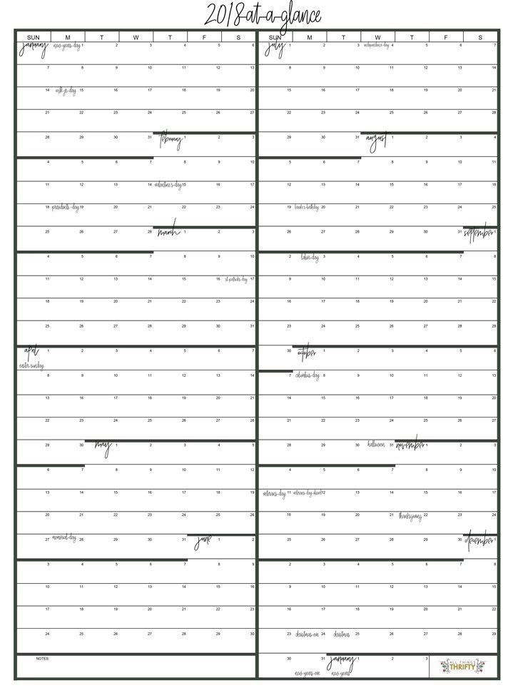 Year At A Glance Free Printable Calendar | Free Printable