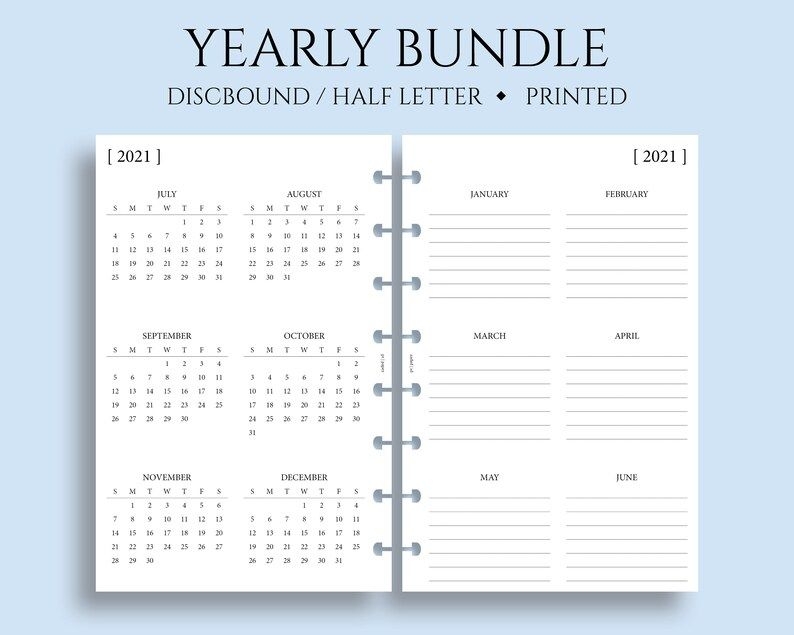 yearly calendar bundle 2021 2022 at a glance important | etsy