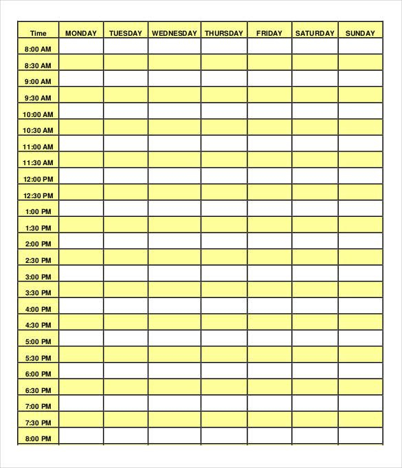 10 daily schedule templates printable excel word pdf