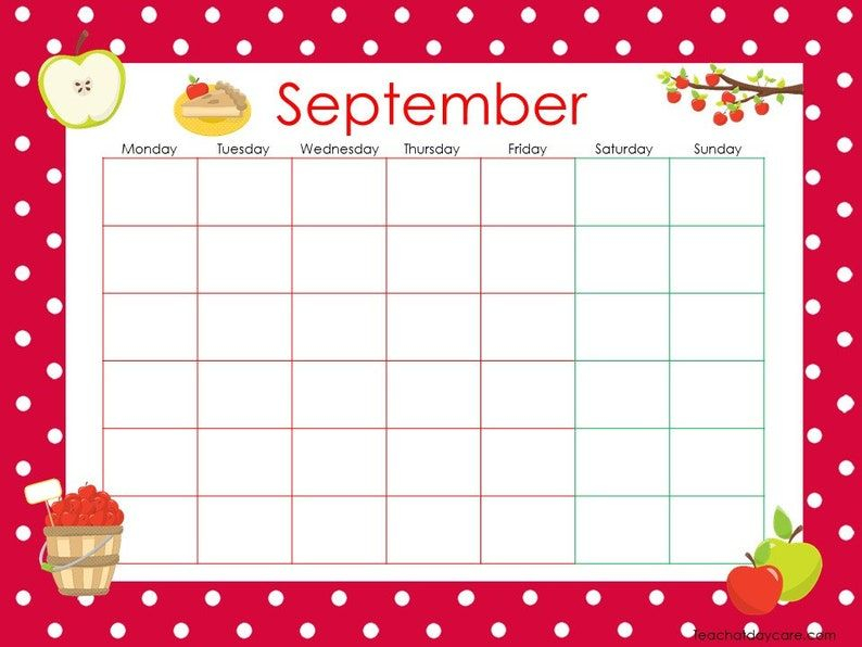 12 Printable Blank Themed Monthly Calendars Preschool And