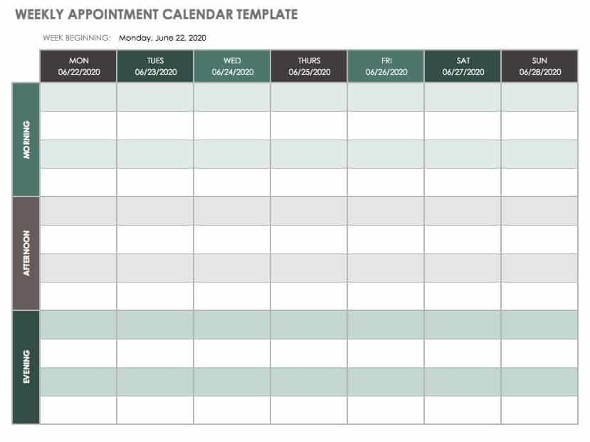 15 free weekly calendar templates | smartsheet