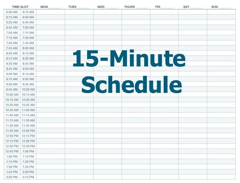 15 minute schedule &amp; task list templates | schedule