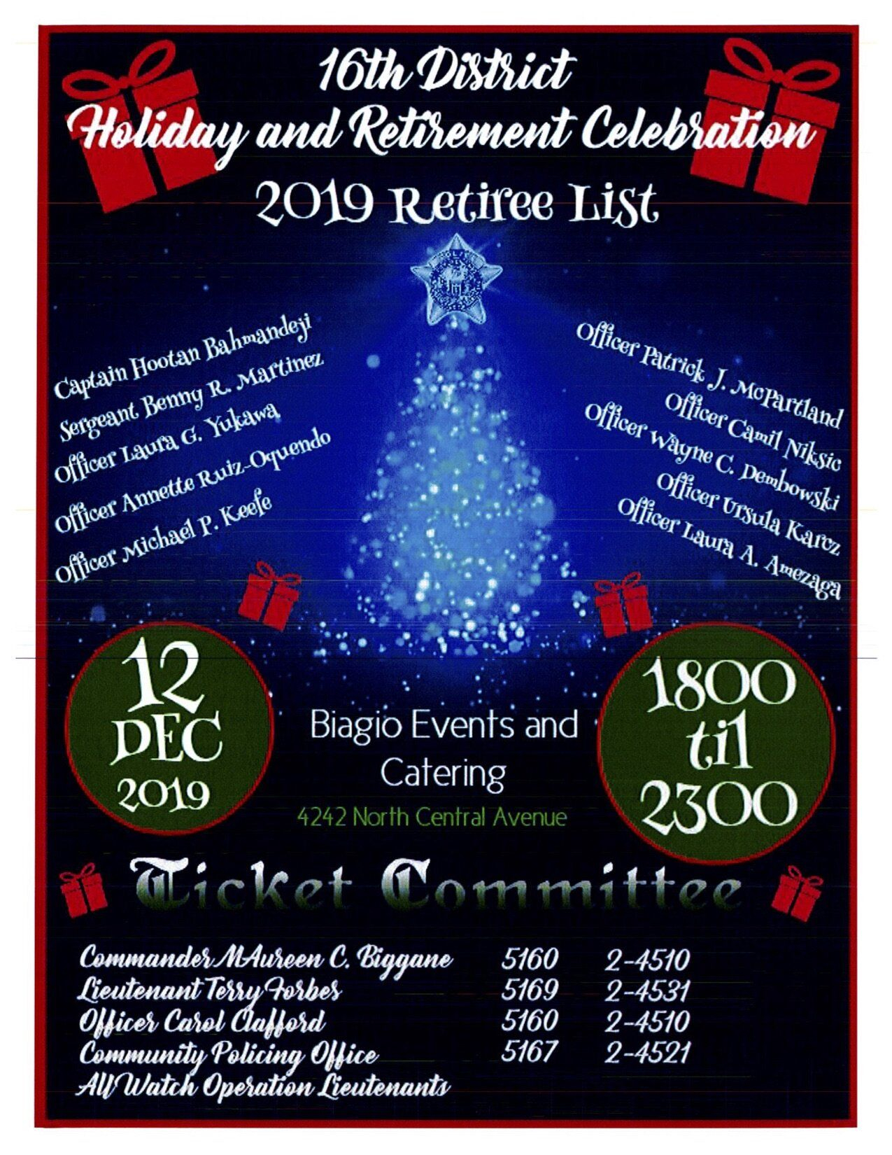 16th District Holiday & Retirement Celebration — Fraternal