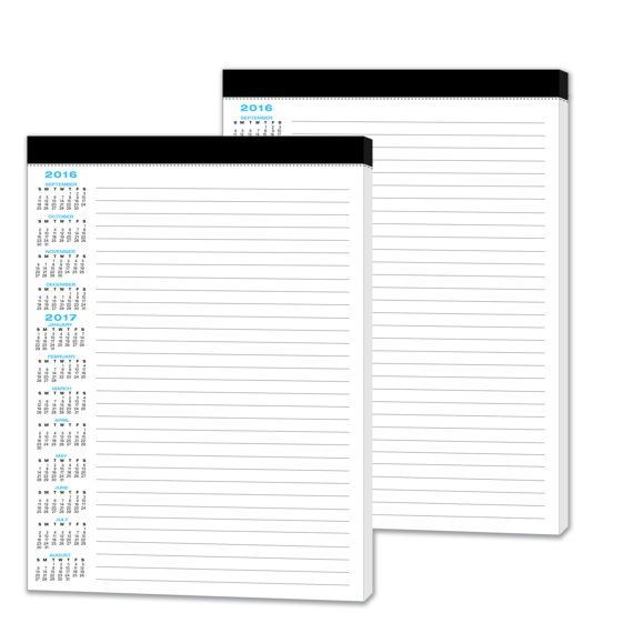 2 Pack Academic Calendar Notepad, Legal Pad Diary, Lined
