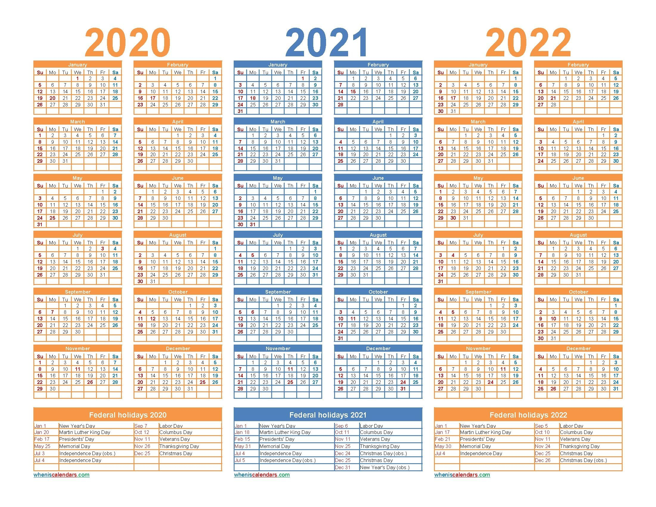 20 3 Year Calendar 2020 To 2023 Free Download Printable