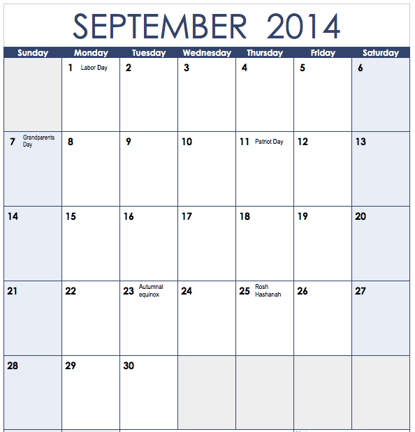 2014 Vertical Monthly Calendar Template For Numbers | Free