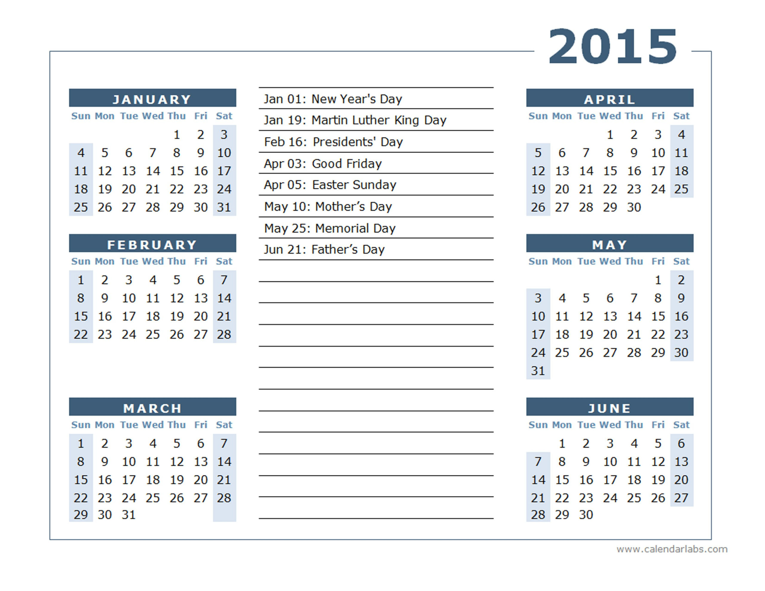 2015 Yearly Calendar Two Page 02 Free Printable Templates