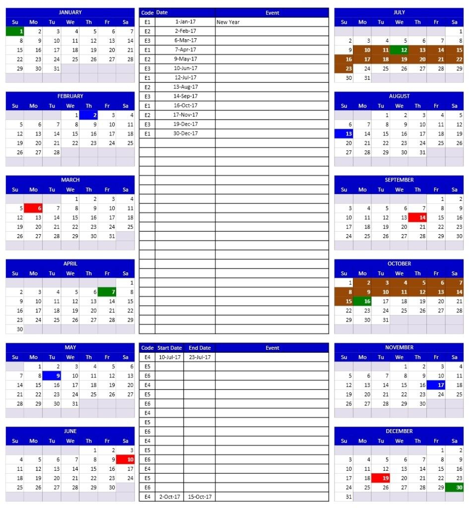 2017 Calendars | Excel Calendars