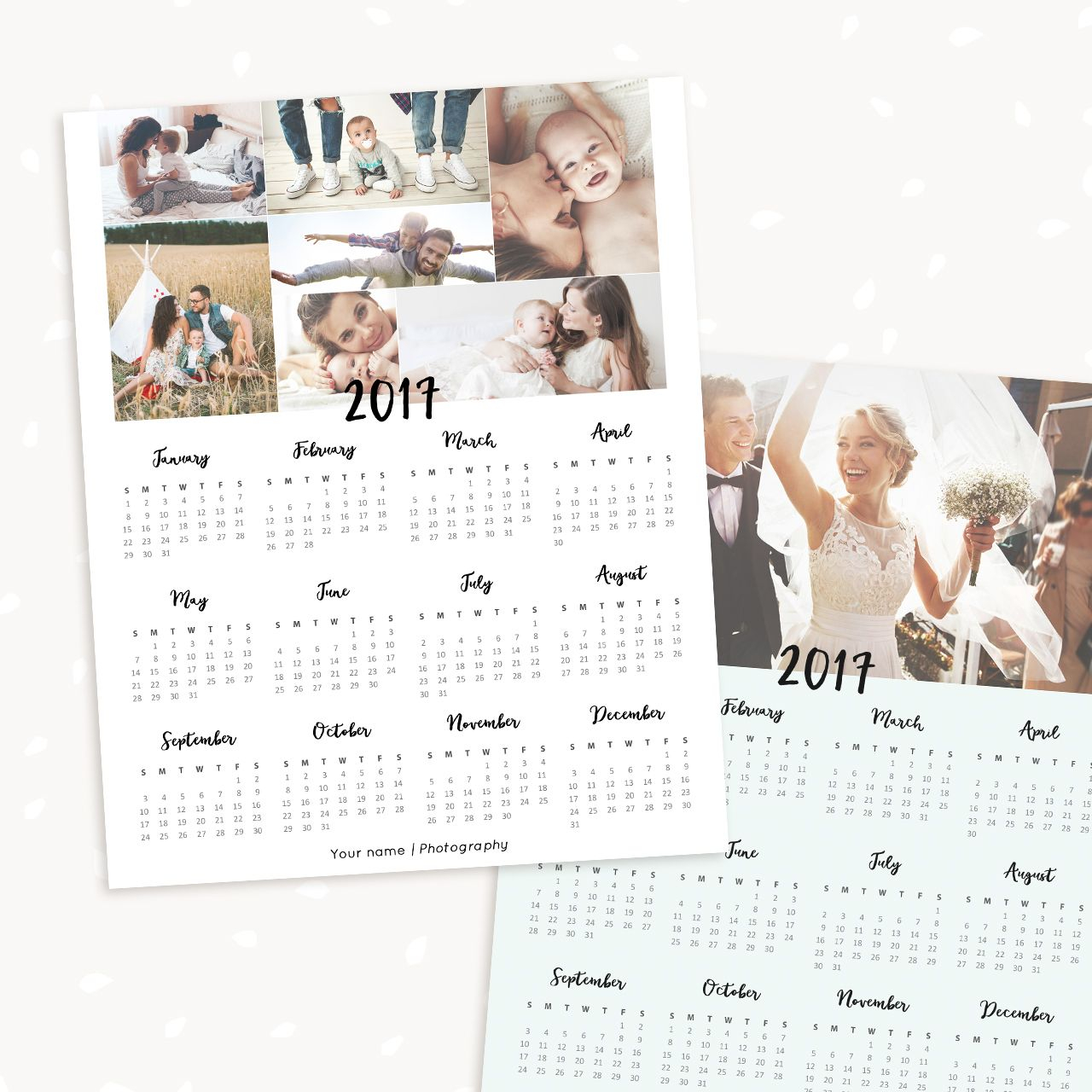 2017 One Page Calendar Template For Photographers