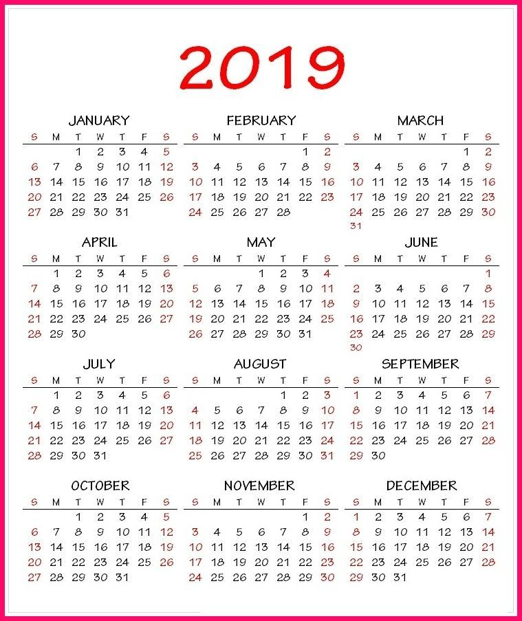 2019 Calendar Pdf Template | Calendar 2019 Template