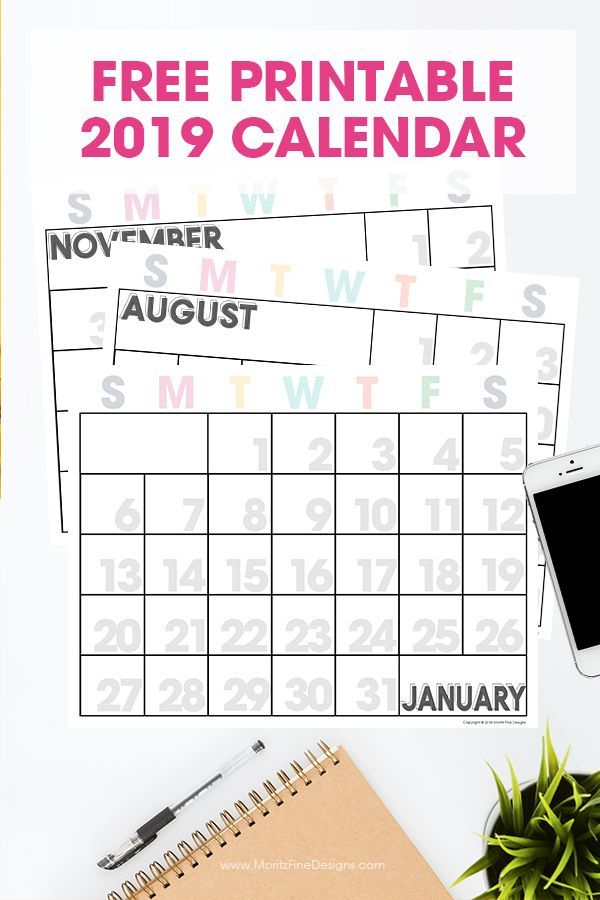 2019 Printable Calendar | Free Printable Monthly Calendar