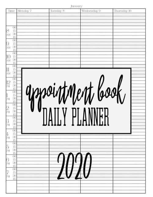 2020 appointment book: daily planner with hourly schedule