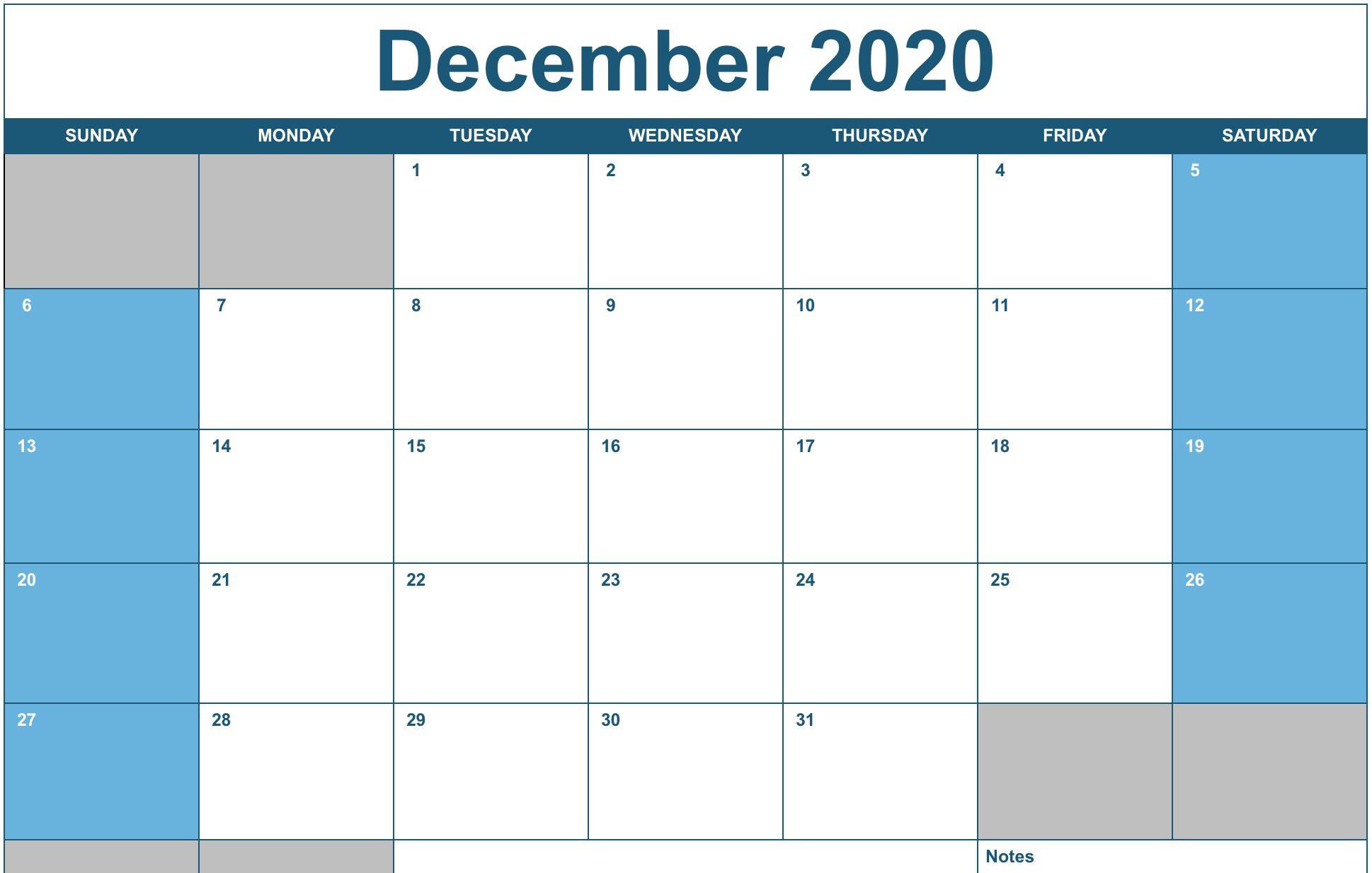 2020 horizontal monthly calendar | free iwork templates