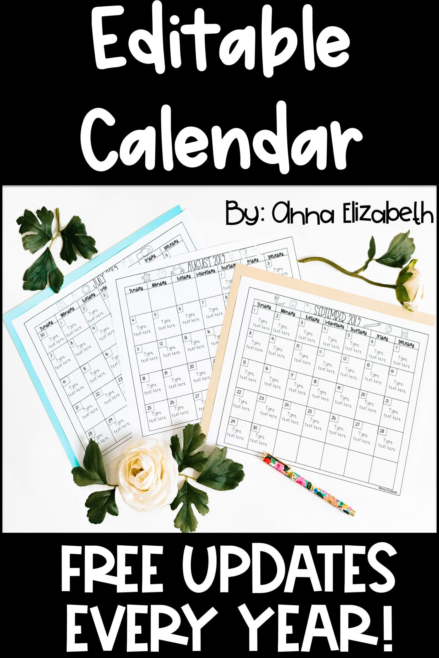 2021 Calendar | Editable Calendar, Classroom Calendar