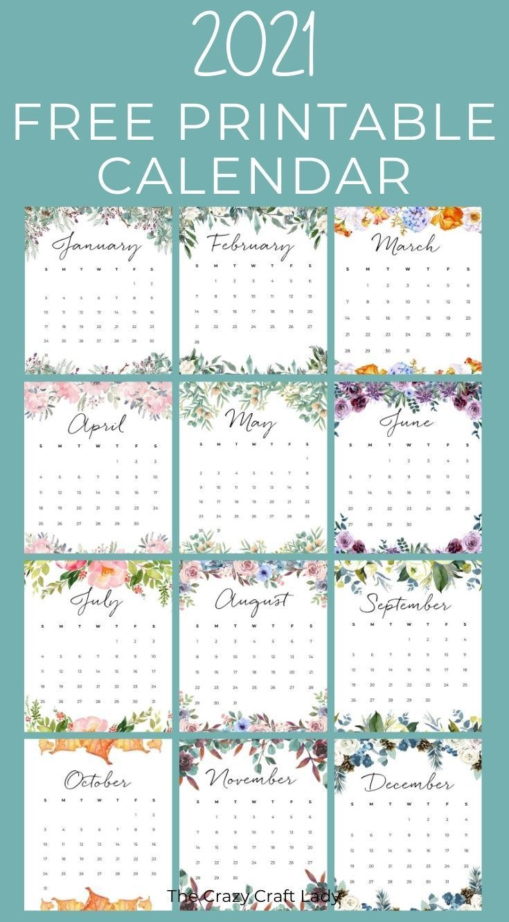 2021 Free Printable Floral Wall Calendar | Monthly