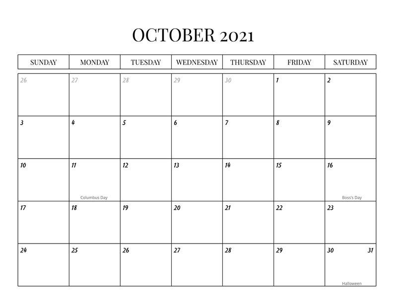2021 monthly calendar with holidays sunday saturday | etsy