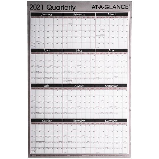 2021 quarterly a123 at a glance dry erase wall calendar