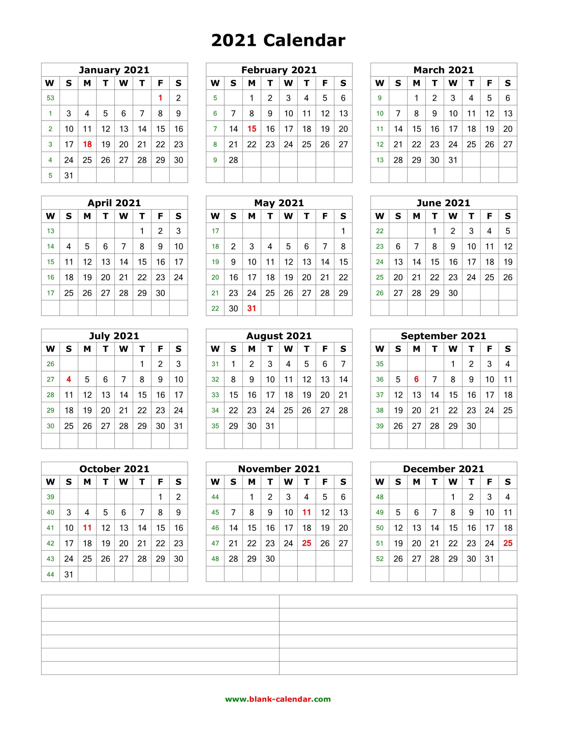 2021 Vertical Calendar March 2021