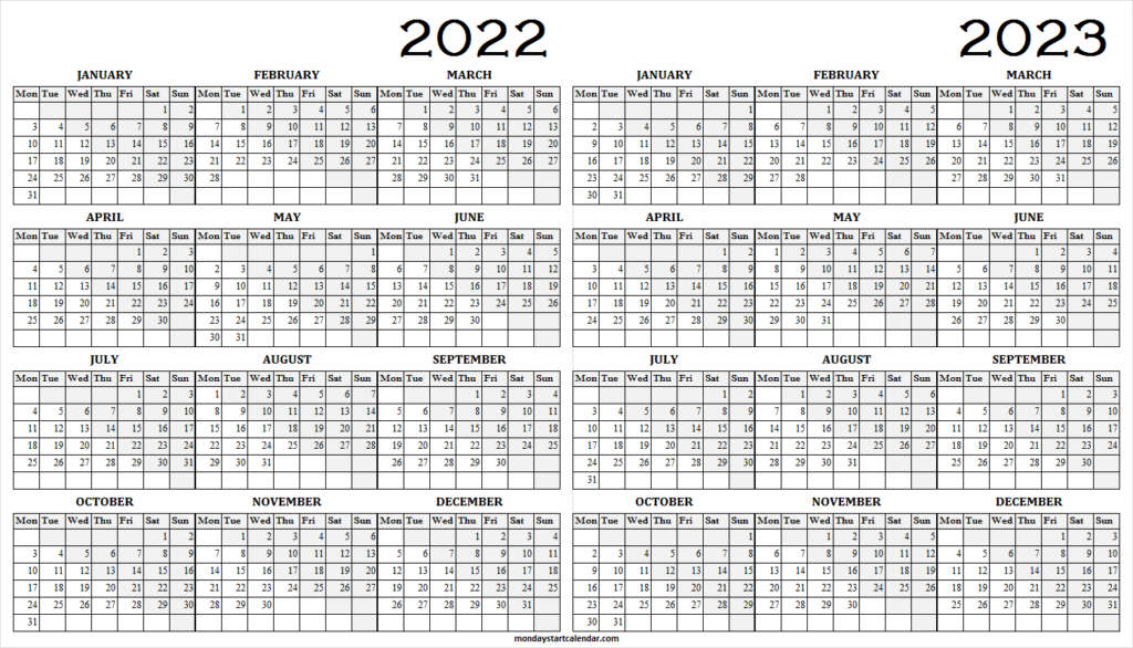 2022 2023 printable calendar with holidays | two year calendar