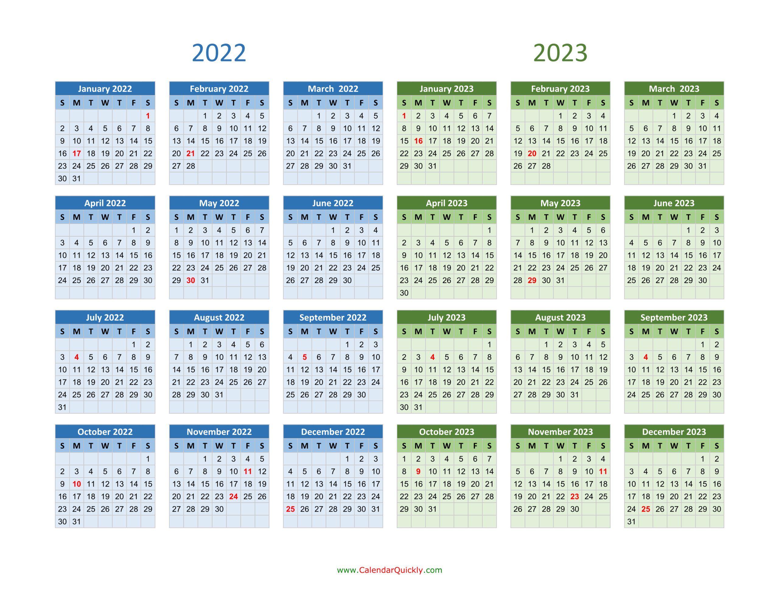 2022 and 2023 calendar | calendar quickly